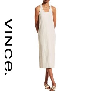 𝗡𝗪𝗧 Vince Halter Ribbed Racerback Dress, Size XL, Bone (Cream), Retail $245